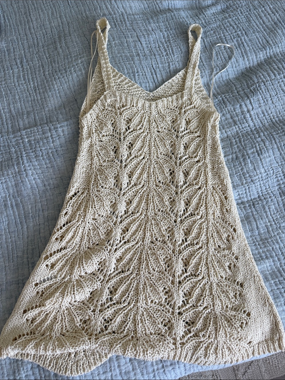 L*SPACE x HANNA MONTAZAMI Lisola Cover-Up Ivory Tapioca Size S Summer Crochet - Picture 8 of 10